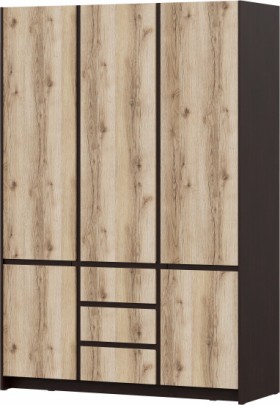 Модульная система "Прага" Шкаф для одежды трехстворчатый Дуб Венге/Дуб Делано в Калачинске - kalachinsk.katalogmebeli.com | фото