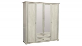 Шкаф для одежды "Сохо" (бетон пайн белый/2 ящика/зеркало) в Калачинске - kalachinsk.katalogmebeli.com | фото