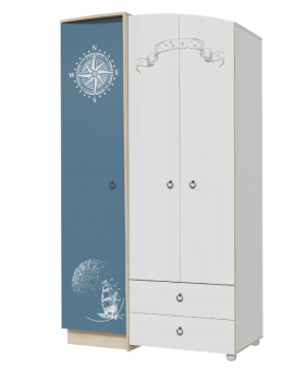 Шкаф для одежды Бриз 1200 Дуб ривьера/ Рамух белый/синий в Калачинске - kalachinsk.katalogmebeli.com | фото