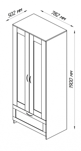Шкаф двухдверный Сириус с 1 ящиком белый в Калачинске - kalachinsk.katalogmebeli.com | фото 2