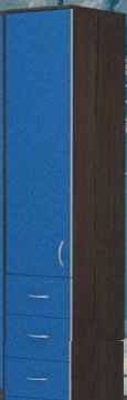 Шкаф-пенал №2 (закрытый) Бодего темный/Голубой в Калачинске - kalachinsk.katalogmebeli.com | фото