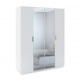 Шкаф с зер. 4 двери М22 Спальня Тиффани (белый текстурный) в Калачинске - kalachinsk.katalogmebeli.com | фото