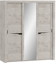 Шкаф трехдверный Соренто с раздвижными дверями Дуб бонифаций/Кофе структурный матовый в Калачинске - kalachinsk.katalogmebeli.com | фото
