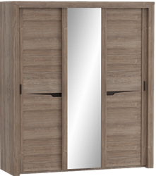 Шкаф трехдверный Соренто с раздвижными дверями Дуб стирлинг/Кофе структурный матовый в Калачинске - kalachinsk.katalogmebeli.com | фото