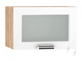 Шкаф верхний со стеклом Прага ШВГС 500 (Белое дерево/корпус дуб крафт золотой) в Калачинске - kalachinsk.katalogmebeli.com | фото